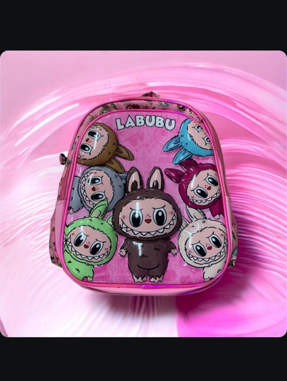 Labubu Backpack with Cute Character Print